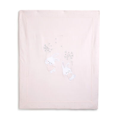 Girls Light Pink Knitted Pram Blanket With A Removable Cover